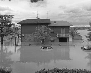 Luca Nostri, View of my parents’ house at the height of the flood, Solarolo (Province of Ravenna), May 2023